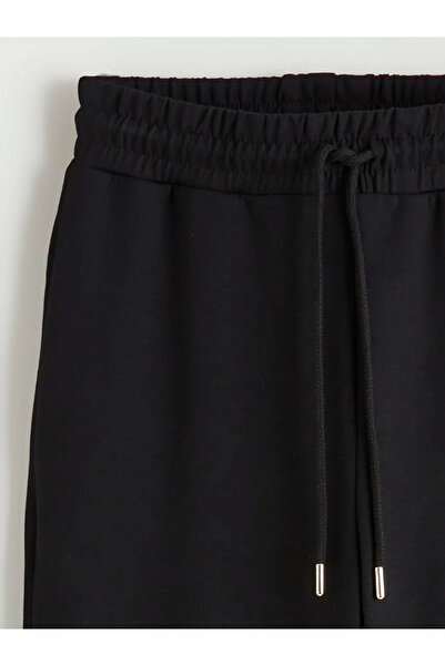 LC Waikiki Black Soft Touch Women's Sweatpants with Elastic Waistband