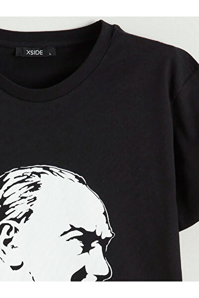 LC Waikiki Black Crew Neck Ataturk Themed Women's T-Shirt