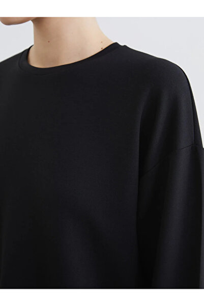 LC Waikiki Black Crew Neck Soft Touch Women's Sweatshirt