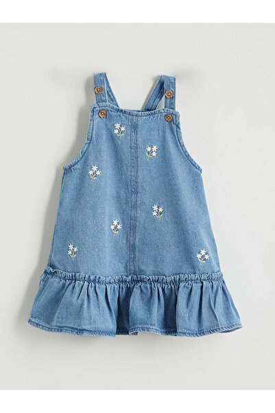 LC Waikiki Mavi Kız Bebek Jean Elbise ve Bluz 2'li