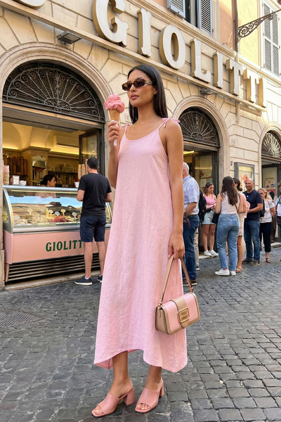 Lela Regular Fit İp Askılı Uzun Elbise ELBİSE 5865732