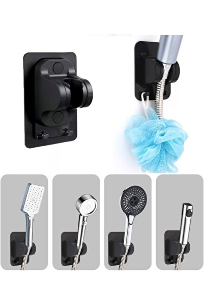 My Reality Fashion Adhesive Shower Head Holder with Adjustable Strap Black