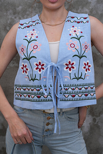 FancyWorld Ethnic Pattern Floral Embroidered Cotton Vest