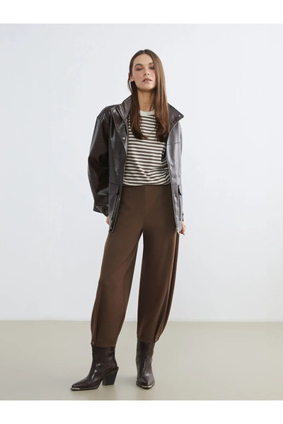 LC Waikiki Brown Elastic Waist Women's Trousers