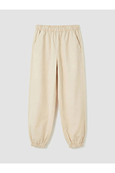 LC Waikiki Beige Girls' Jogger Pants with Elastic Waist