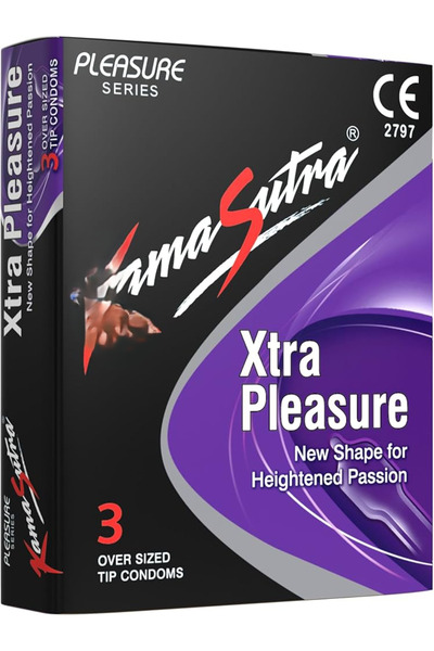 Kamasutra واقيات ذكرية من كام أ سوترا إكسترا بليجر ذات طرف كبير الحجم، 3 قطع