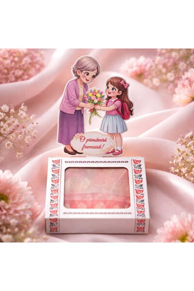 victiny Scarf and 2D picture martisor set with support "For Grandma"