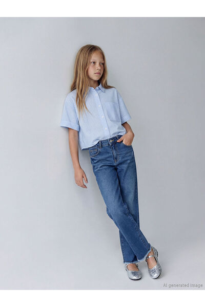 LC Waikiki Pantaloni din denim pentru fete Indigo S straight fit