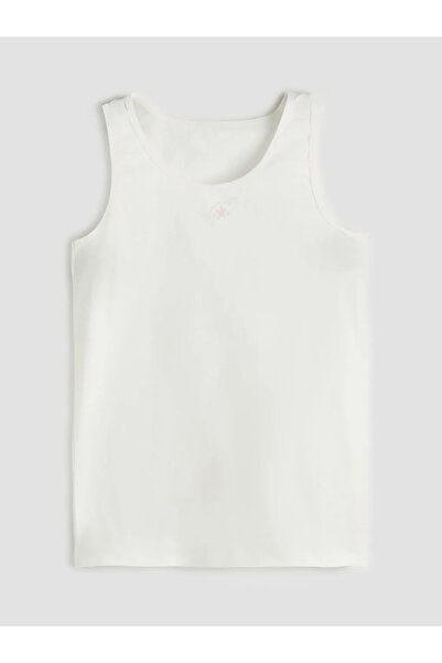 LC Waikiki Tricou pentru fete cu imprimeu ecru, cu gât tip crew, pachet de 2