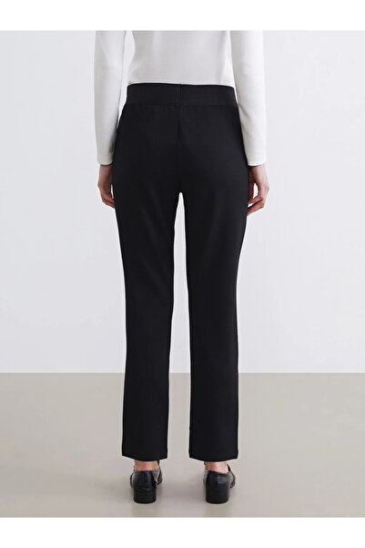 LC Waikiki Black Elastic Waist Crepe Women's Trousers