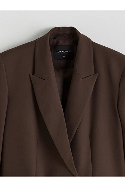 LC Waikiki Brown Double-Breasted Collar Women's Blazer Jacket