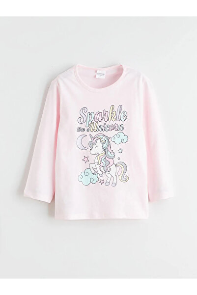 LC Waikiki Set de pijamale pentru fete cu imprimeu roz și guler tip bicicletă