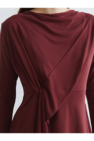 LC Waikiki Coral Draped Collar Gathered Blouse