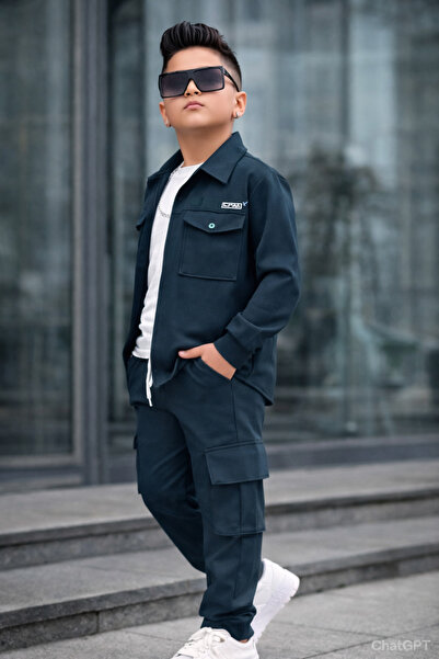 Yalçınoğlu Kids Boy's 3-Piece Set Full Lycra Ottoman Fabric I Shirt Pants T-S...