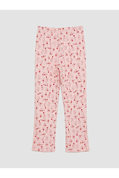 LC Waikiki Pink crew neck Printed women's pajama set