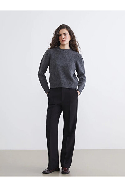 LC Waikiki Anthracite Crew Neck Women's Knitwear Sweater