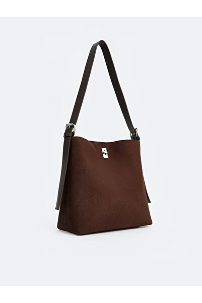 LC Waikiki Brown suede look women's shoulder bag