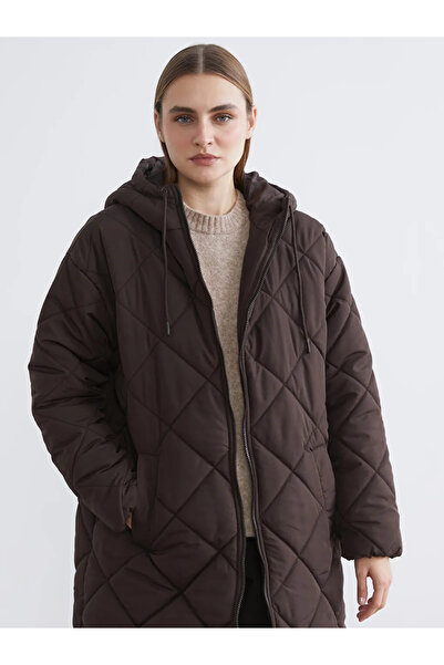 LC Waikiki Brown Hooded Quilted Women's Puffer Jacket