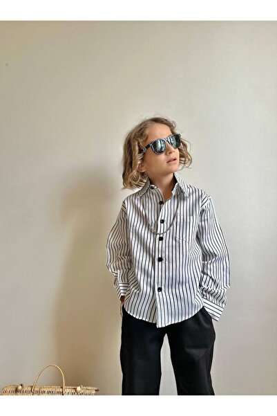 lesa kids wear Linen Striped Shirt and Pants Boys' Suit