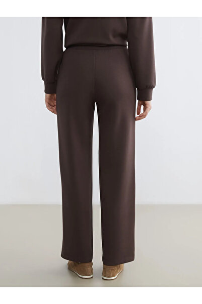 LC Waikiki Καφέ Γυναικείο Παντελόνι Φόρμας με Φαρδιά Μπατζάκια και Απαλή Υφή