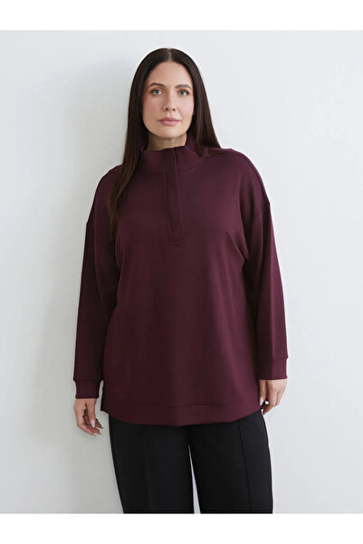 LC Waikiki Mürdüm Mock Neck Women's Sweatshirt Tunic