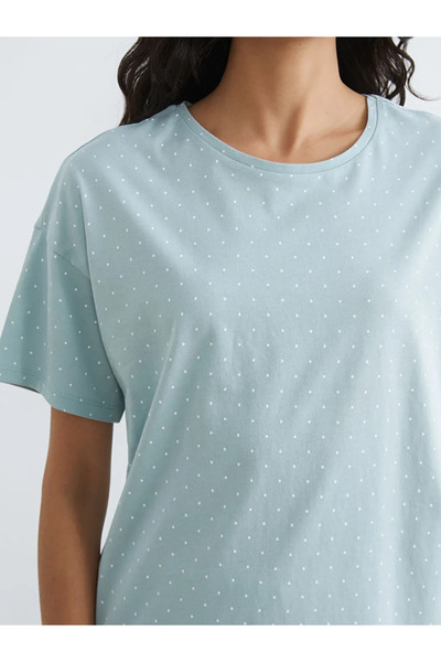 LC Waikiki Green Crew Neck Polka Dot Women's Pajama Set