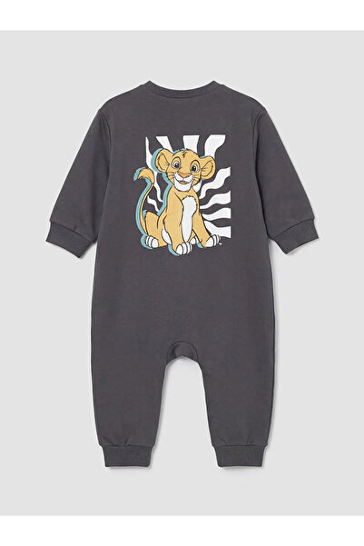 LC Waikiki Gri Aslan Kral Baskılı Erkek Bebek Tulum
