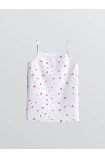 LC Waikiki White Square Collar Printed Girls' Undershirt