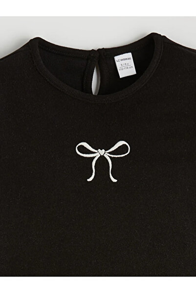 LC Waikiki Beige Crew Neck T-Shirt with Bow Detail for Girls, Pack of 2