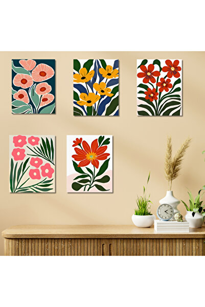 LİLYHOBBYLAND Sayılarla Boyama 5’li Set 20X25 cm Tuval Seti (Fırça Boya Dahil)