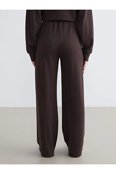 LC Waikiki Καφέ ελαστικό στη μέση φαρδύ πόδι γυναικείο παντελόνι