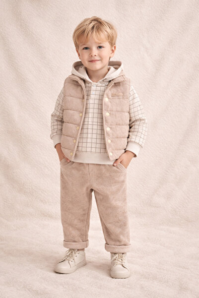 Hippıl Baby Premium Yumuşak Dokulu 3’lü Yelekli Çocuk Kombini