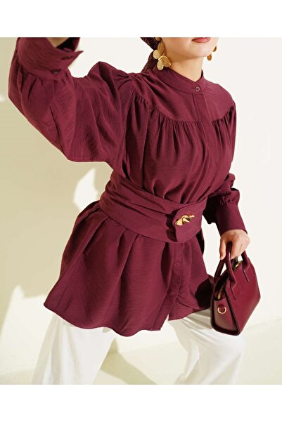 Burcia Wide Belted Gathered Shirt