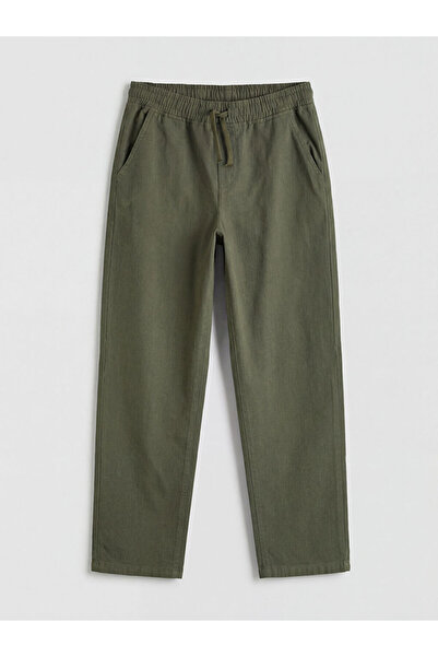 LC Waikiki Παιδικό παντελόνι ποπλίνας για αγόρια LCW Kids Haki κανονικής εφαρ...