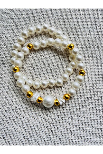 COCOSH TAKI Pearl Beaded Gold Detailed Multi-Combination Flexible Bracelet