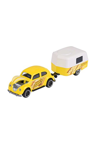 Majorette Volkswagen Toy Car with Trailer Volkswagen Beetle Yellow