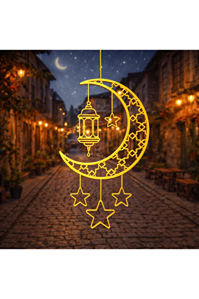 Balera Tasarım Asılabilir Altın Hilal Ramazan Süsü