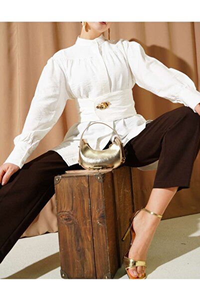 Burcia Wide Belted Gathered Shirt
