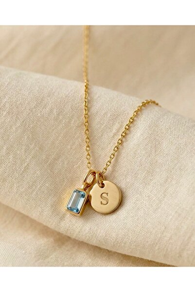 RAME 925 Ayar Gümüş Harf Detaylı Zirkon Taşlı Kişiye Özel Kolye