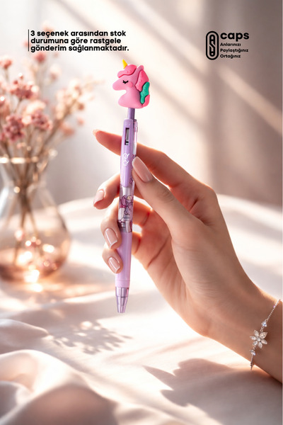 caps office 1 Adet Unicorn Figürlü Başlıklı 0.7 Mm Versatil Uçlu Kalem - Karı...