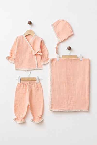 YUKOBABY Baby Newborn 100% Cotton 4-Piece Double Layer Muslin & Muslin Blanke...