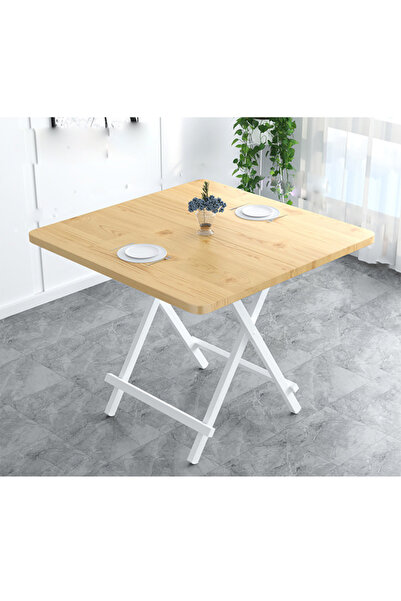 Generic Compact Folding Dining Table with Wooden Top and Metal Frame – 60x60x...