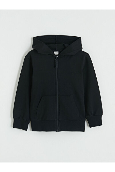 LC Waikiki Hanorac negru cu glugă pentru fetiță, cu fermoar