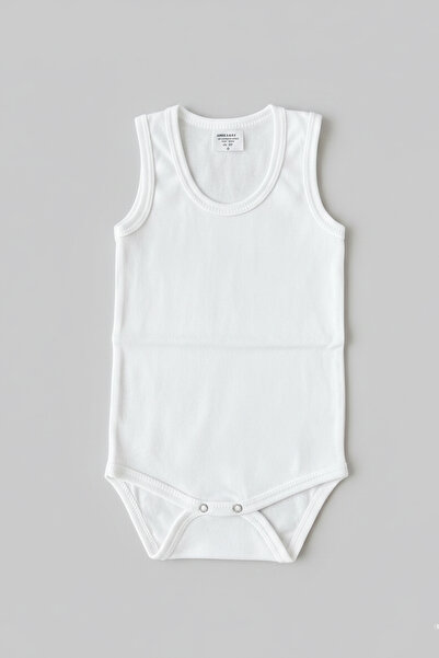 pelossi Baby Sleeveless Snap-On Bodysuit White Basic Ribbed Undershirt Bodysu...