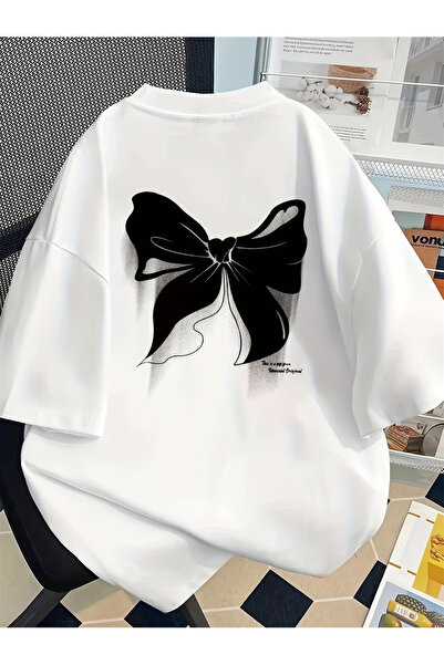 Sweet Cotton Kadın Baskı Detaylı Oversize Kesim Bisiklet Yakalı %100 Organik ...