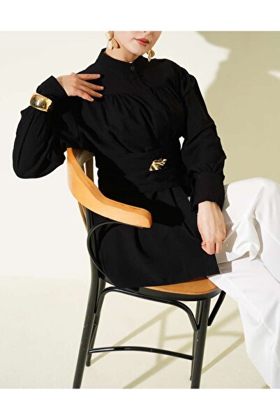 Burcia Wide Belted Gathered Shirt