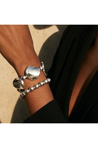 COCOSH TAKI Silver Color Round Beaded Multiple Combination Flexible Bracelet