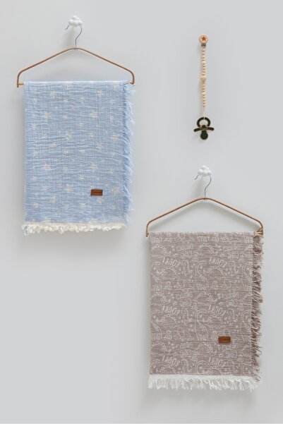 Caramell Basic Boxed Double Muslin Blanket Pacifier Hanger Triple Set-100X120...