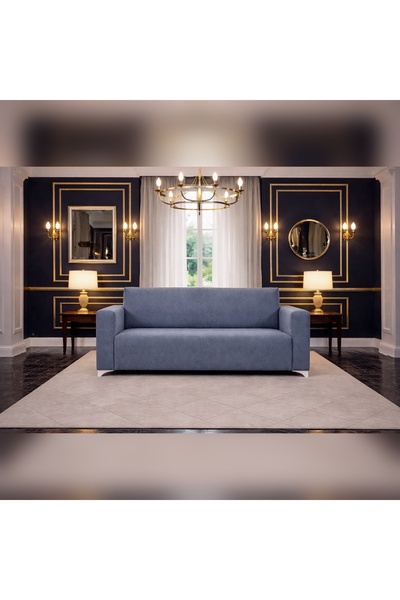 Akbal Home İtalyan Süet çift Kişilik Klasik Koltuk Örtüsü Lastikli Tüm Giydir...