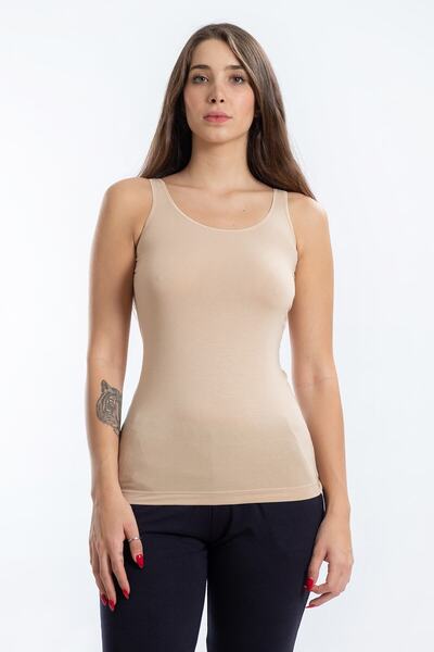 Turuncu Karma Seasoul Kadın Ten Bambu Kalın Askılı Atlet SS1561